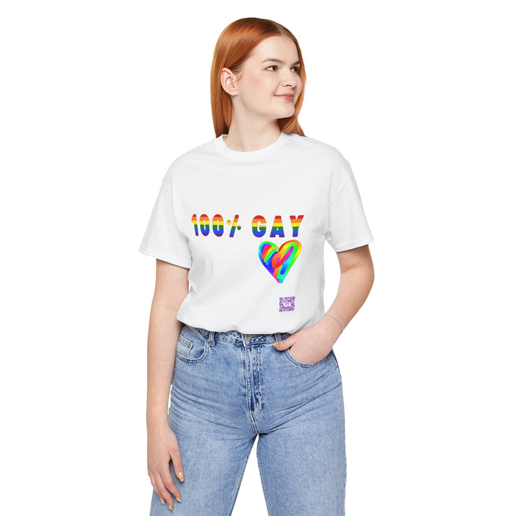 100 Percent Gay T Shirt Rainbow Heart LGBTQ Pride Shirt Gay Pride Tee Colorful Pride Design Queer Pride Present Unisex Top