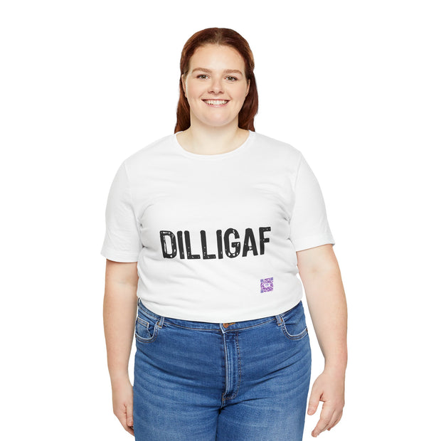 Funny DILLIGAF Shirt, QR Code T-Shirt, Humorous Graphic Tee, Sarcastic Shirt, Direct-To-Garment Print, Bold Statement Tee