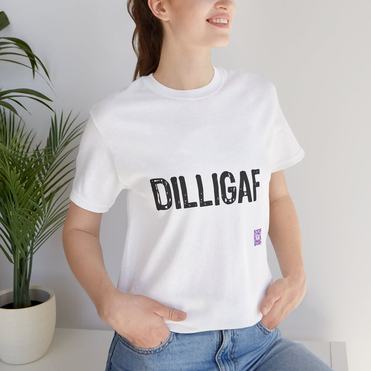 Funny DILLIGAF Shirt, QR Code T-Shirt, Humorous Graphic Tee, Sarcastic Shirt, Direct-To-Garment Print, Bold Statement Tee