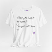 Can you read cursive funny t-shirt, unique graphic tee, humorous quote shirt