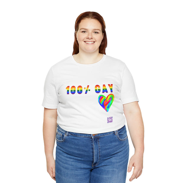 100 Percent Gay T Shirt Rainbow Heart LGBTQ Pride Shirt Gay Pride Tee Colorful Pride Design Queer Pride Present Unisex Top