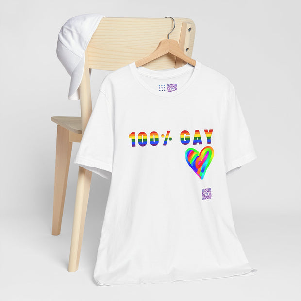 100 Percent Gay T Shirt Rainbow Heart LGBTQ Pride Shirt Gay Pride Tee Colorful Pride Design Queer Pride Present Unisex Top