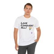 Love Conquers All T-Shirt LGBTQ Pride Tee Inspirational Rainbow Heart Shirt Graphic Print Equality Outfit