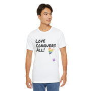 Love Conquers All T-Shirt LGBTQ Pride Tee Inspirational Rainbow Heart Shirt Graphic Print Equality Outfit