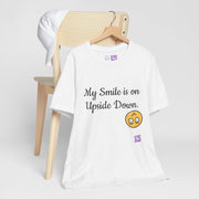 My Smile is on Upside Down Funny Tee, Cute Emoji Face Graphic Shirt, Humorous Statement T-Shirt