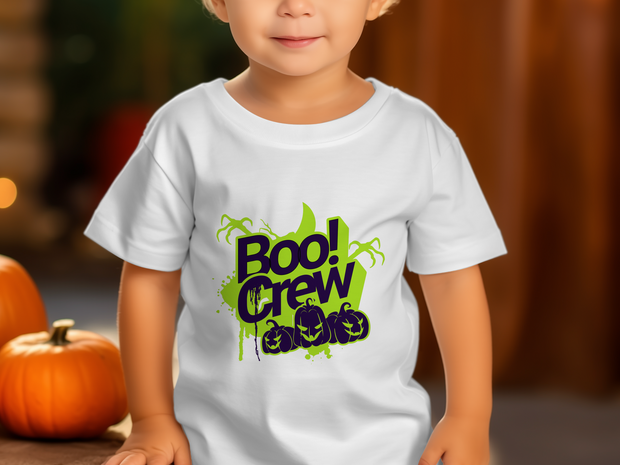 Halloween Boo Crew T-Shirt, Halloween Party Shirt, Spooky Halloween Tee, Halloween Graphic Tee, Boo Crew Shirt, Pumpkin Face Baby Jersey Short Sleeve Tee