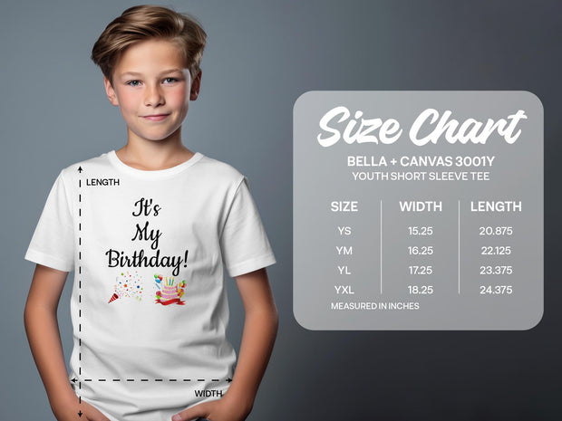 It's My Birthday T-Shirt, Birthday Celebration T-Shirt, Birthday Party Shirt, Fun Birthday Tee, Birthday Cake Confetti Shirt, Cute Birthday Youth Short Sleeve T-Shirt