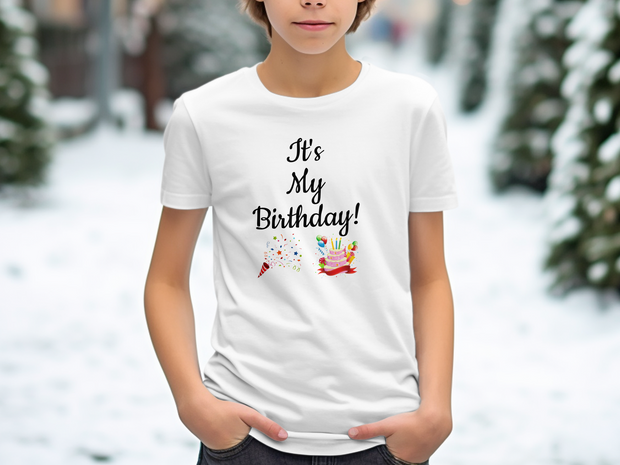 It's My Birthday T-Shirt, Birthday Celebration T-Shirt, Birthday Party Shirt, Fun Birthday Tee, Birthday Cake Confetti Shirt, Cute Birthday Youth Short Sleeve T-Shirt