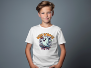 Stay Spooky Ghost Skateboard Halloween Youth T-Shirt, Cute Ghost with Pumpkin, Spooky Season Graphic Youth Tee, Fun Halloween Haunt Youth Short Sleeve T-Shirt