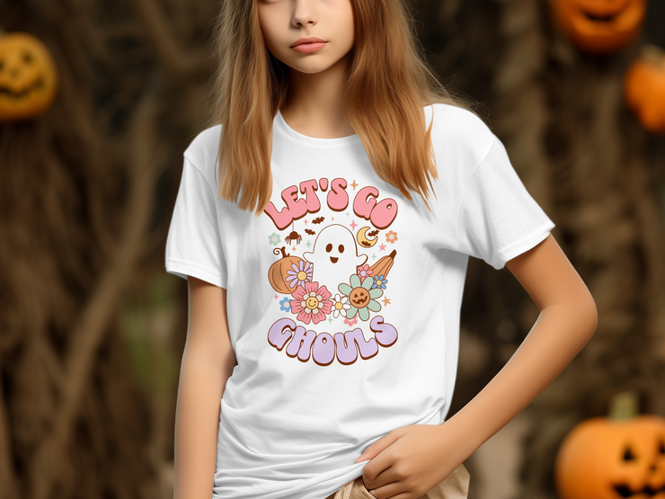 Let's Go Ghouls Halloween T-Shirt, Cute Ghost Pumpkin Design, Fun Halloween Tee, Spooky Season Shirt, Halloween Graphic Tee, Ghoul Youth Short Sleeve T-Shirt