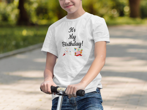 It's My Birthday T-Shirt, Birthday Celebration T-Shirt, Birthday Party Shirt, Fun Birthday Tee, Birthday Cake Confetti Shirt, Cute Birthday Youth Short Sleeve T-Shirt