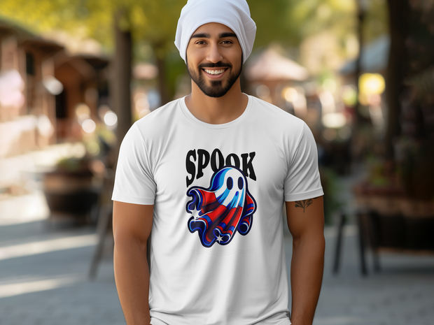 Spooky Ghost Costume T-Shirt, Fun Halloween Graphic Tee, Horror Themed Shirt, Unique Festival Clothing, Scary Ghost Party Wear