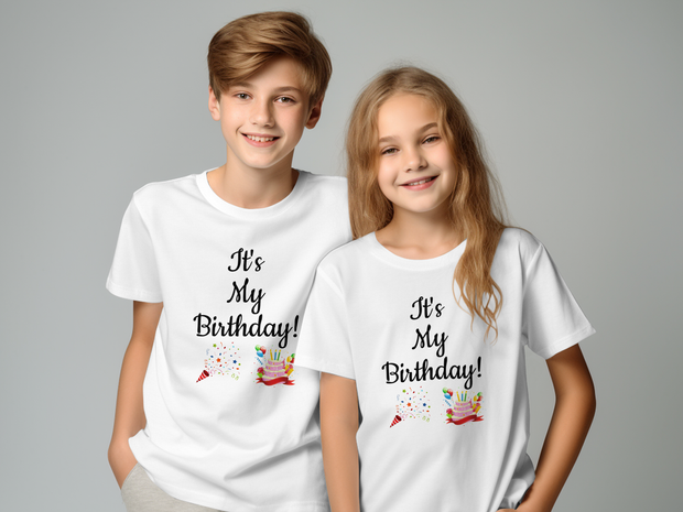 It's My Birthday T-Shirt, Birthday Celebration T-Shirt, Birthday Party Shirt, Fun Birthday Tee, Birthday Cake Confetti Shirt, Cute Birthday Youth Short Sleeve T-Shirt