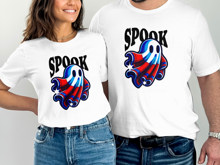 Spooky Ghost Costume T-Shirt, Fun Halloween Graphic Tee, Horror Themed Shirt, Unique Festival Clothing, Scary Ghost Party Wear