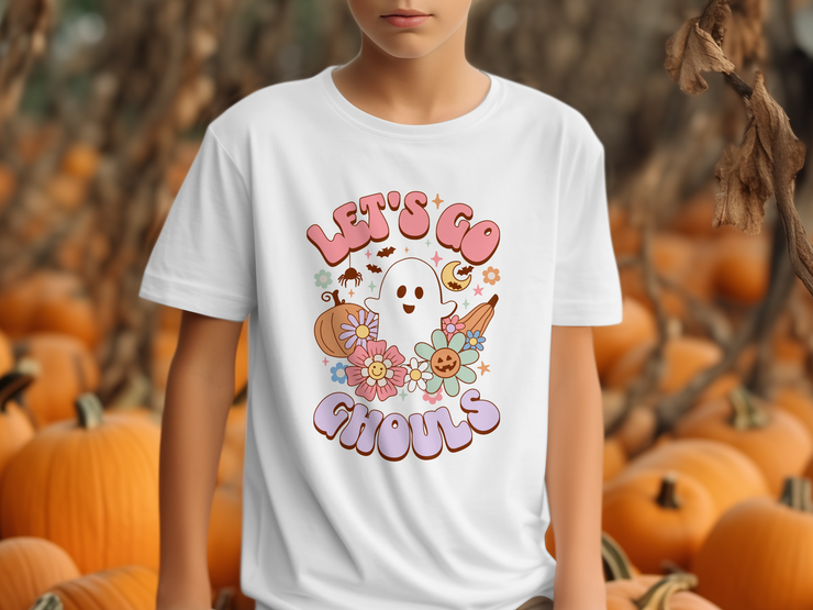 Let's Go Ghouls Halloween T-Shirt, Cute Ghost Pumpkin Design, Fun Halloween Tee, Spooky Season Shirt, Halloween Graphic Tee, Ghoul Youth Short Sleeve T-Shirt