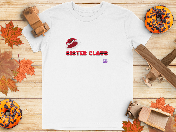 Sister Claus Christmas Youth T-Shirt, Holiday Family Matching Shirts, Cute Santa Claus Theme Tee, Festive Xmas Apparel for Girls