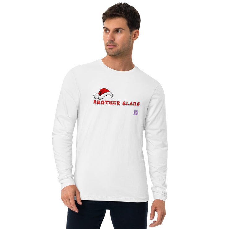 Christmas Brother Claus Long Sleeve Fitted Crew T-Shirt, Holiday Family Matching Outfits, Festive Santa Hat Present Long Sleeve Fitted Crew