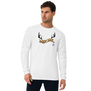 Daddy Deer Graphic Long Sleeve Fitted Crew T-Shirt for Men Funny Dad Long Sleeve Fitted Shirt Christmas Present  Long Sleeve Fitted Crew Top