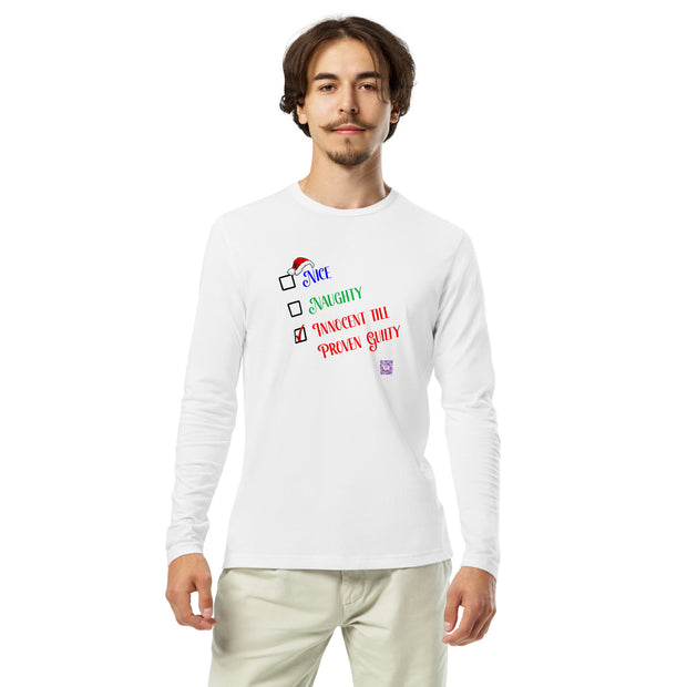 Funny Christmas Check Naughty Nice Innocent Until Proven Guilty Long Sleeve T-Shirt Holiday Humor Long Sleeve Tee Perfect for Parties