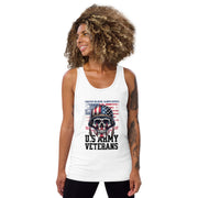 Vintage US Army Veterans Skull Helmet T-Shirt, Patriotic Military Tribute Tee, American Flag Skull Graphic, Veteran Pride Men's Tank Top