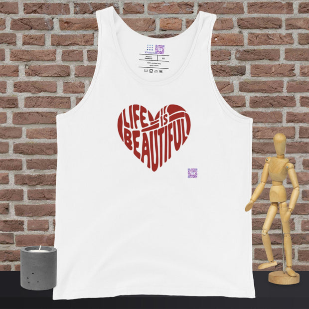 Life is Beautiful T-Shirt, Inspirational Quote Tee, Heart Design Shirt, Motivation Graphic Tee, Casual Wear, Gift for Friends, Self Care Tank Top