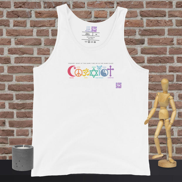 Coexist Symbol T-Shirt, Spiritual Symbols Tee, Peace Unity Shirt, Multifaith Design Apparel, Religious Harmony, Diversity Love Tank Top