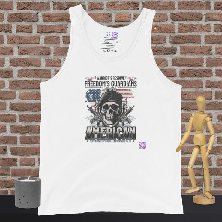 Warrior's Resolve Freedom's Guardians American T-Shirt, Vietnam War Skull Graphic Tee, Serving With Pride, Patriotic Apparel Tank Top