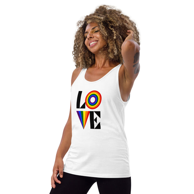 Colorful LOVE Tank Shirt, Rainbow Pride Graphic Tank, LGBTQ+ Inclusion Shirt, Love And Equality Tank Shirt, Bold Statement Apparel, Pride Men's Tank Top