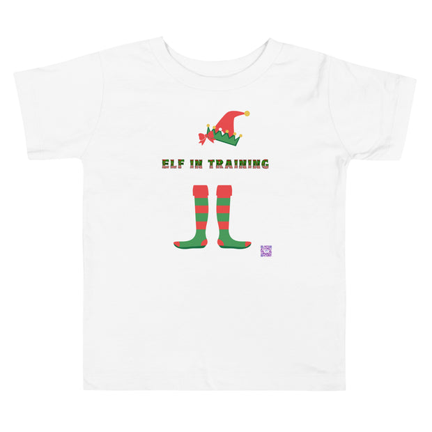 Elf in Training Christmas T-Shirt for Toddlers, Elf Costume Tee, Funny Holiday Shirt, Unique Christmas Present, Festive Elf Socks Design