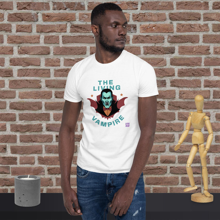 The Living Vampire Graphic T-Shirt, Halloween Vampire Horror Tee, Spooky Gothic Shirt, Cool Vampire Gift, Horror Movie Inspired Design