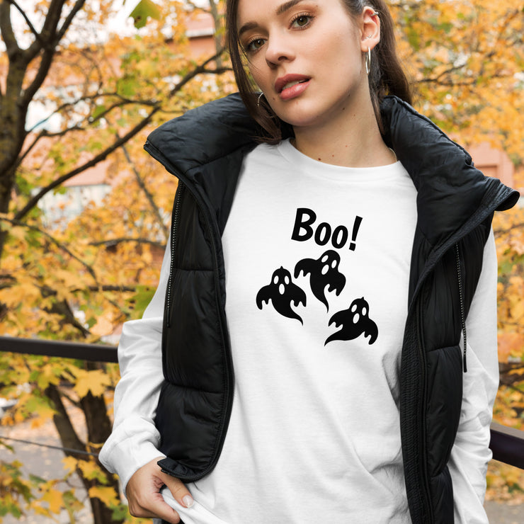 Halloween Boo Ghost Long Sleeve Shirt, Spooky Ghosts Long Sleeve Shirt, Cute Halloween Shirt, Ghostly Boo Long Sleeve Tee, Fun Halloween Graphic Long Sleeve Tee