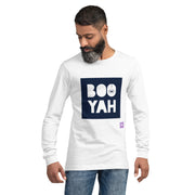 Halloween Booyah Long Sleeve Tee, Trendy Spider Graphic Shirt, Fun Halloween Top, Casual Halloween T-Shirt, Halloween Party Outfit