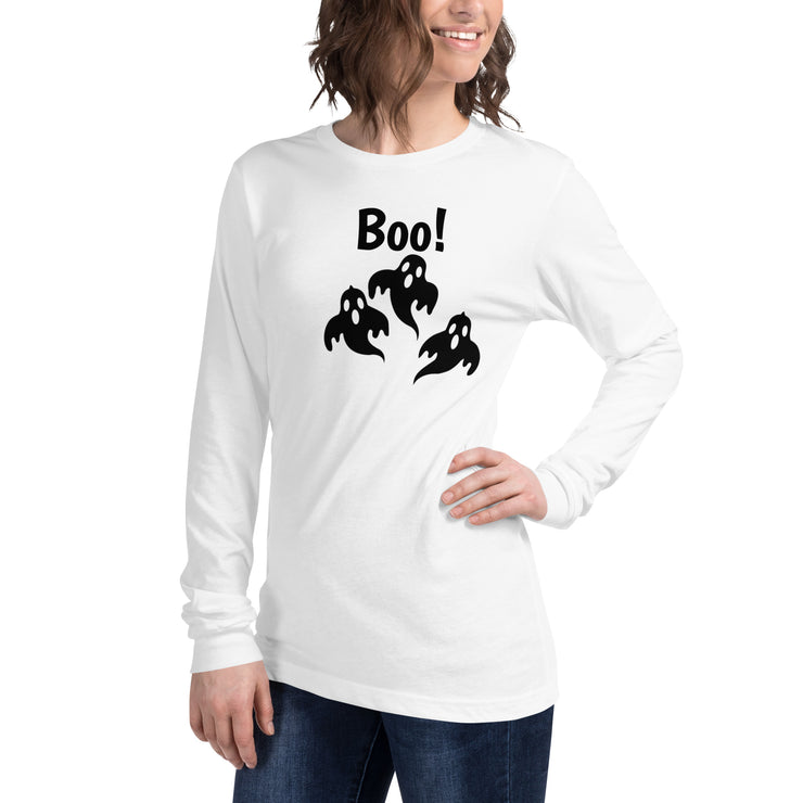 Halloween Boo Ghost Long Sleeve Shirt, Spooky Ghosts Long Sleeve Shirt, Cute Halloween Shirt, Ghostly Boo Long Sleeve Tee, Fun Halloween Graphic Long Sleeve Tee