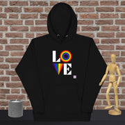 Stylish LOVE Rainbow Graphic Hoodie, Bold Colorful Pride Design Hoodie, Comfortable Casual Hoodie, Trendy LGBTQ+ Support Hoodie