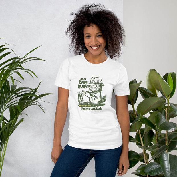 Just Dam Busy Beaver Attitude T-Shirt, Funny Beaver Graphic Tee, Cute Beaver Drawing Shirt, Casual Beaver Lover Shirt, Unique Beaver Art Tee