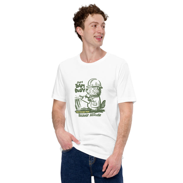 Just Dam Busy Beaver Attitude T-Shirt, Funny Beaver Graphic Tee, Cute Beaver Drawing Shirt, Casual Beaver Lover Shirt, Unique Beaver Art Tee