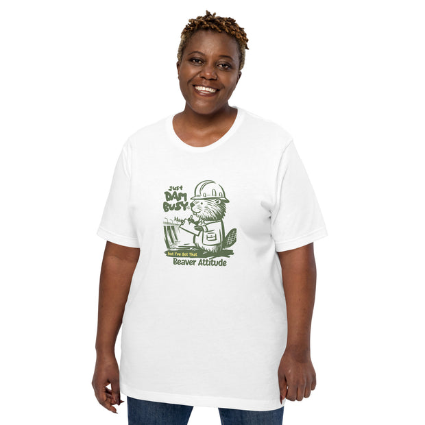 Just Dam Busy Beaver Attitude T-Shirt, Funny Beaver Graphic Tee, Cute Beaver Drawing Shirt, Casual Beaver Lover Shirt, Unique Beaver Art Tee