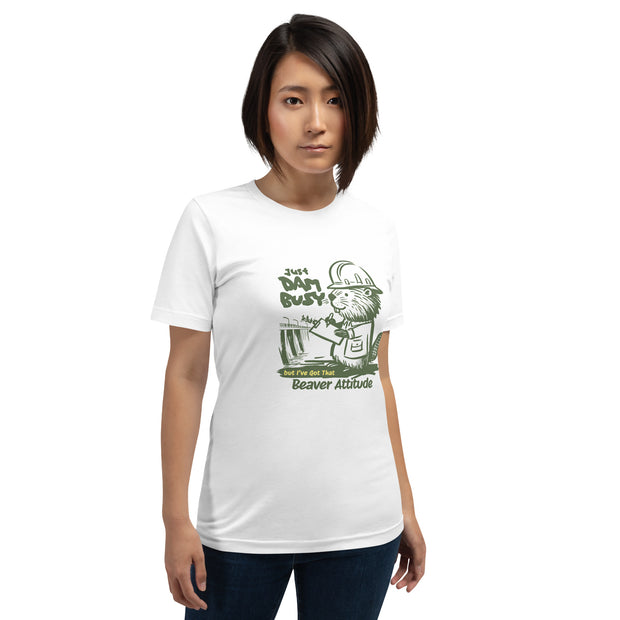 Just Dam Busy Beaver Attitude T-Shirt, Funny Beaver Graphic Tee, Cute Beaver Drawing Shirt, Casual Beaver Lover Shirt, Unique Beaver Art Tee