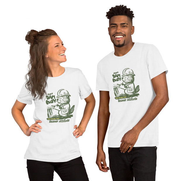 Just Dam Busy Beaver Attitude T-Shirt, Funny Beaver Graphic Tee, Cute Beaver Drawing Shirt, Casual Beaver Lover Shirt, Unique Beaver Art Tee