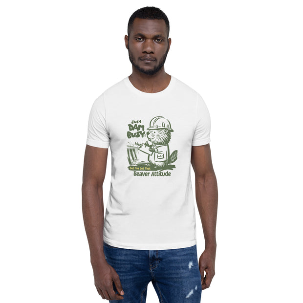 Just Dam Busy Beaver Attitude T-Shirt, Funny Beaver Graphic Tee, Cute Beaver Drawing Shirt, Casual Beaver Lover Shirt, Unique Beaver Art Tee