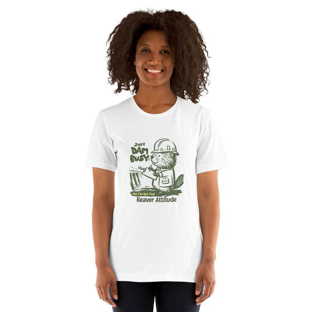 Just Dam Busy Beaver Attitude T-Shirt, Funny Beaver Graphic Tee, Cute Beaver Drawing Shirt, Casual Beaver Lover Shirt, Unique Beaver Art Tee