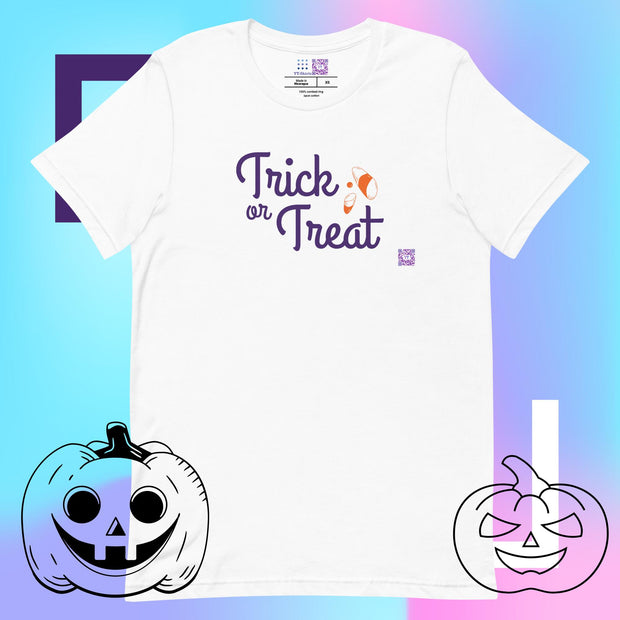 Trick or Treat Candy Corn Halloween T-Shirt, Fun Halloween Costume Shirt, Halloween Candy Corn Party Outfit, Trick or Treat Shirt Idea