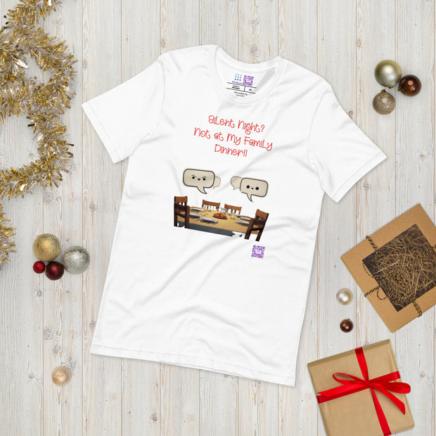 Silent Night Family Dinner Funny Christmas T-Shirt, Holiday Humor Tee, Festive Family Gathering Shirt, Comical Dinner Tee Present