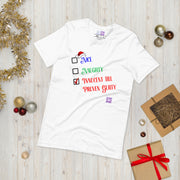 Christmas Funny T-Shirt Nice Naughty Innocent Till Proven Guilty Holiday Humor Tee Santa Hat Design