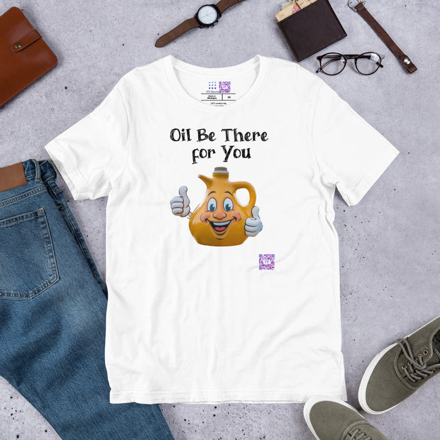 Funny Oil Be There For You T-Shirt, Happy Oil Jug Thumbs Up Tee, Quirky Graphic Print Top, Fun Cartoon Character Shirt