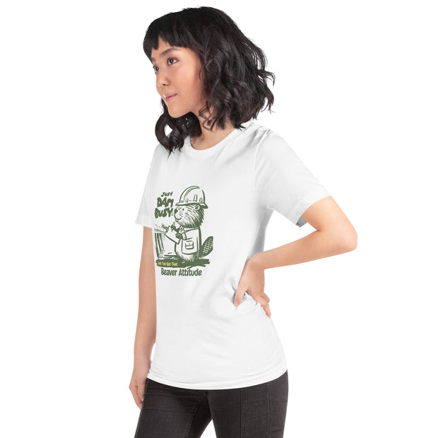 Just Dam Busy Beaver Attitude T-Shirt, Funny Beaver Graphic Tee, Cute Beaver Drawing Shirt, Casual Beaver Lover Shirt, Unique Beaver Art Tee