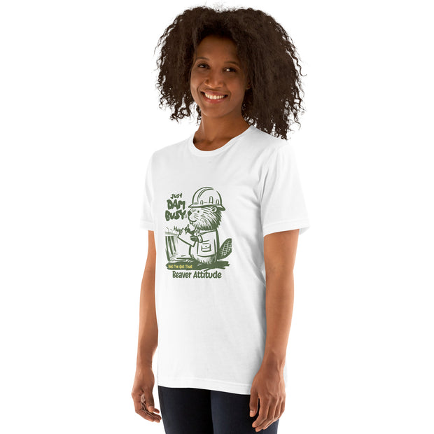 Just Dam Busy Beaver Attitude T-Shirt, Funny Beaver Graphic Tee, Cute Beaver Drawing Shirt, Casual Beaver Lover Shirt, Unique Beaver Art Tee