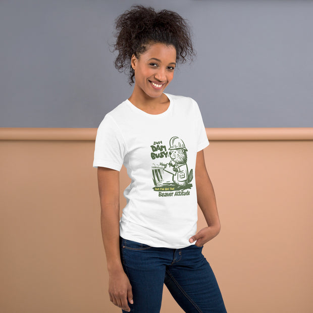 Just Dam Busy Beaver Attitude T-Shirt, Funny Beaver Graphic Tee, Cute Beaver Drawing Shirt, Casual Beaver Lover Shirt, Unique Beaver Art Tee