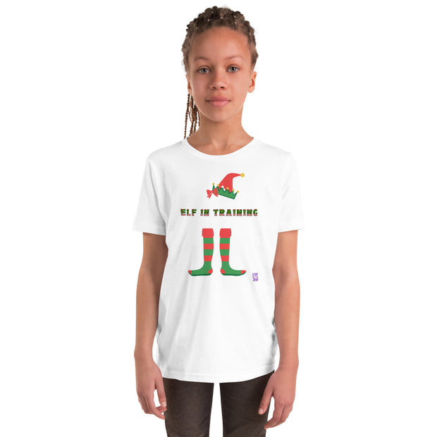 Christmas Elf in Training Youth T-Shirt, Holiday Elf Costume Tee, Festive Elf Shirt, Funny Christmas Shirt, Cute Elf Graphic Tee